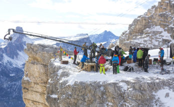 A film crew in the Alps shooting a Mountain Dew commercial (credit: ShootintheAlps.com)